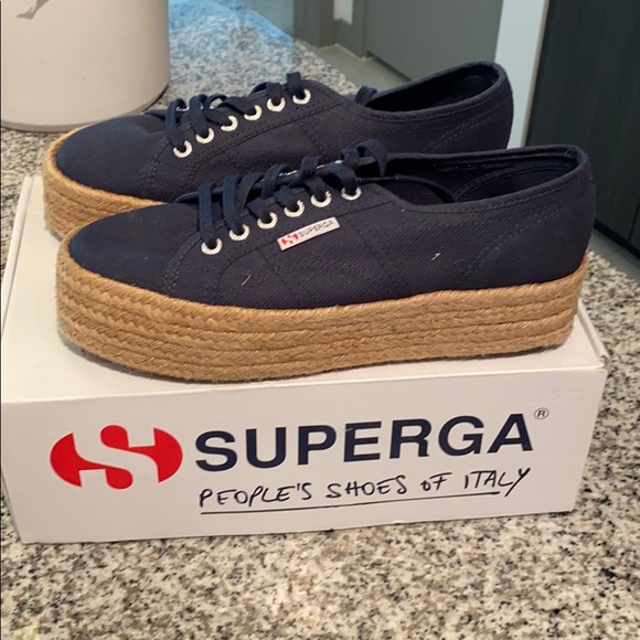 superga navy platform sneakers